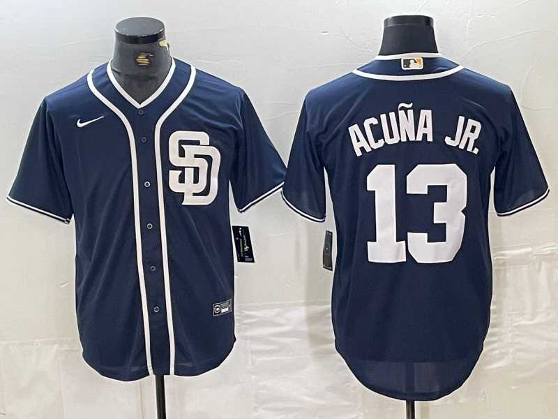 Men's San Diego Padres #13 Ronald Acuna Jr Navy Blue Cool Base Stitched Baseball Jerseys